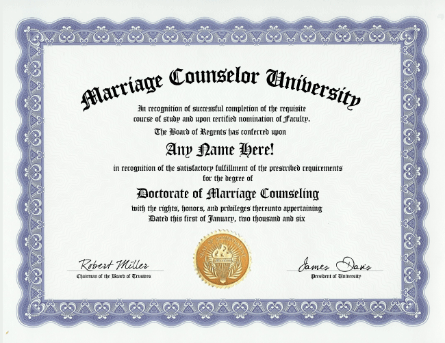 Marriage Counselor Diploma Counseling Degree Gag Gift On Popscreen