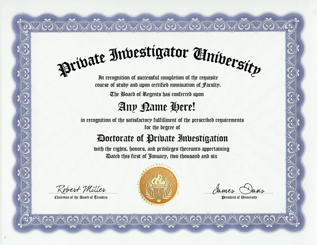 PRIVATE INVESTIGATOR DIPLOMA  INVESTIGATION GAG DEGREE  